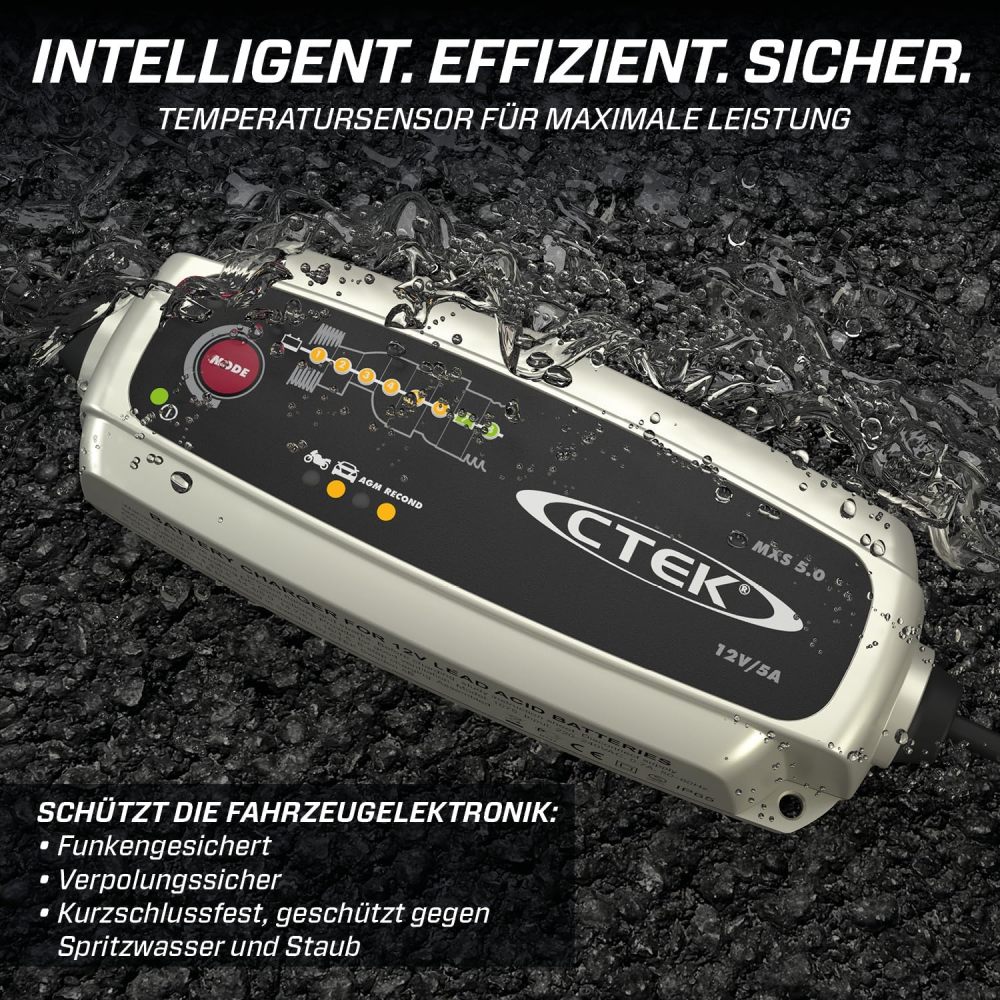 5.0 Battery Charger with Automatic Temperature Compensation, 12V 5Amp (EU Plug)