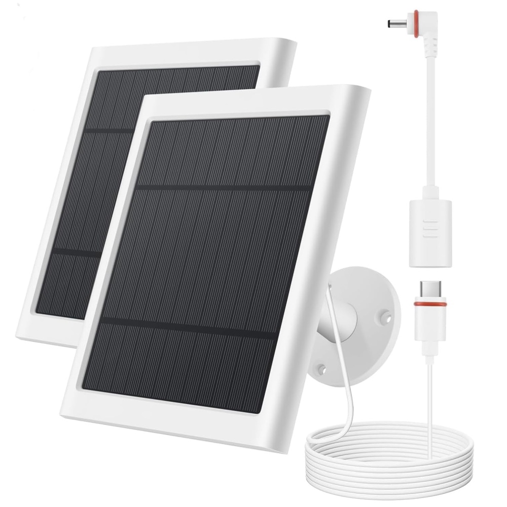 Solar Panel for Ring Camera, 2 Pack 4W Solar Charger Compatible with Rings Spotlight &All-New Stick Up Outdoor Cam Battery, 10ft Long Cable with USB-C to Ring Barrel Plug Adapter