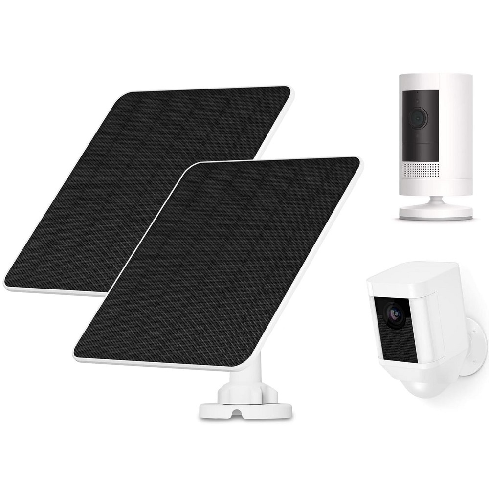 Solar Panel for Ring Camera, 5W Camera Solar Panel Charger for Stick Up Cam/Pro Battery, Spotlight Cam/Plus/Pro, Wyze Battery Cam Pro, 9.8ft Cable, IP65 Waterproof, 2 Pack