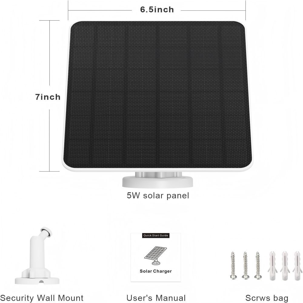 Solar Panel for Ring Camera, 5W Camera Solar Panel Charger for Stick Up Cam/Pro Battery, Spotlight Cam/Plus/Pro, Wyze Battery Cam Pro, 9.8ft Cable, IP65 Waterproof, 2 Pack