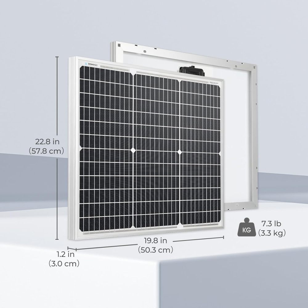 Solar Panel 50 Watt 12 Volt, High-Efficiency 50W Solar Panel Monocrystalline PV Module Power Charger for RV Marine Rooftop Farm Battery and Other Off-Grid Applications