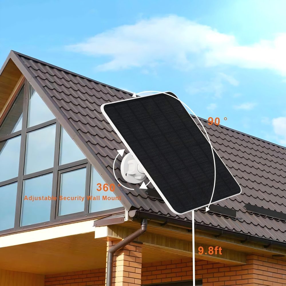 Solar Panel for Ring Camera, 5W Camera Solar Panel Charger for Stick Up Cam/Pro Battery, Spotlight Cam/Plus/Pro, Wyze Battery Cam Pro, 9.8ft Cable, IP65 Waterproof, 2 Pack