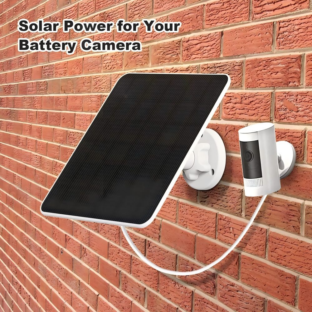 Solar Panel for Ring Camera, 5W Camera Solar Panel Charger for Stick Up Cam/Pro Battery, Spotlight Cam/Plus/Pro, Wyze Battery Cam Pro, 9.8ft Cable, IP65 Waterproof, 2 Pack