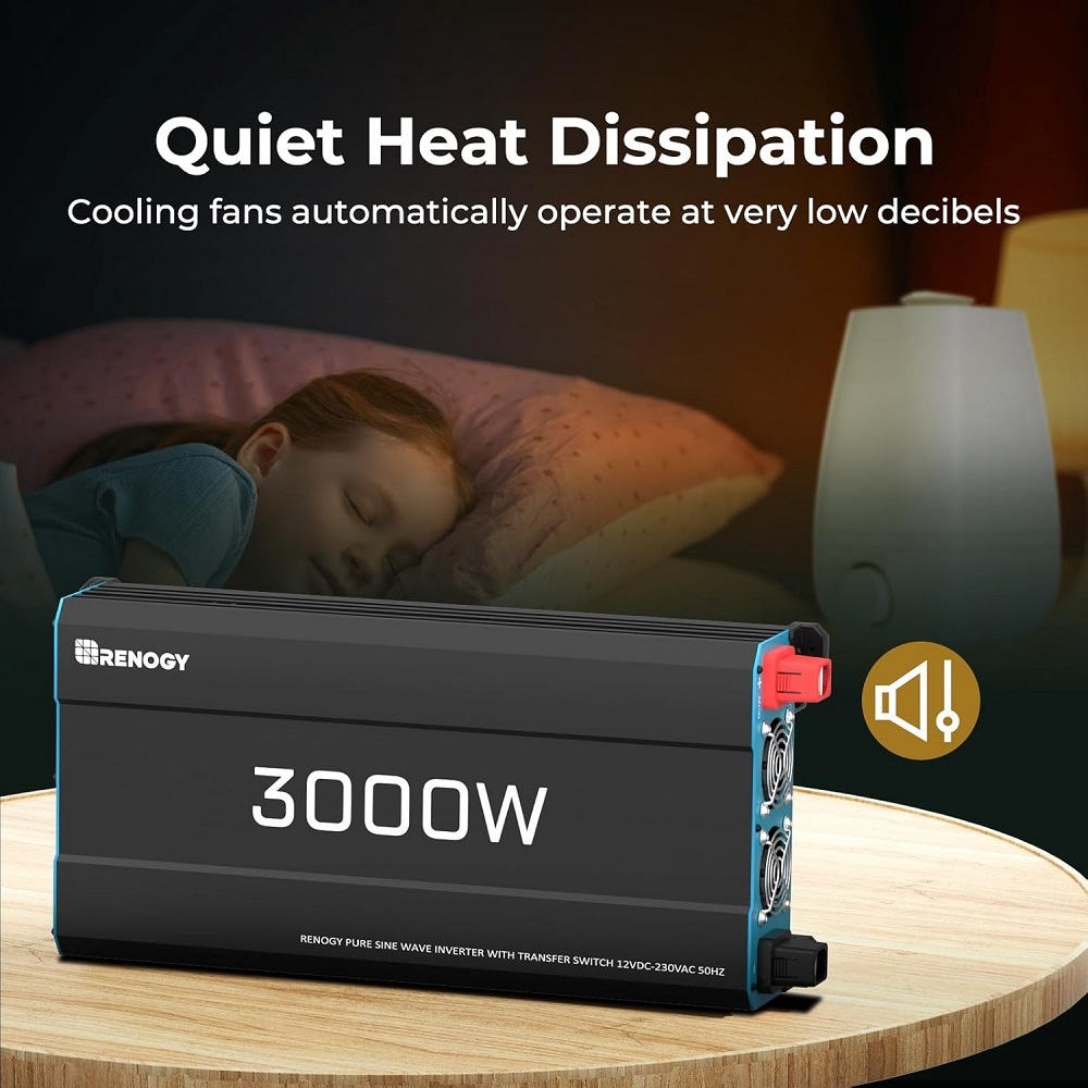 3000W Pure Sine Wave Inverter, Solar & Wind Power Inverters,Solar & Wind Energy Off-Grid Inverters,6000W Peak 12V DC to 240V AC Solar Power Converter with UK Sockets, UPS Function and Remote Controller for Off-grid, RV, Truck, Boat