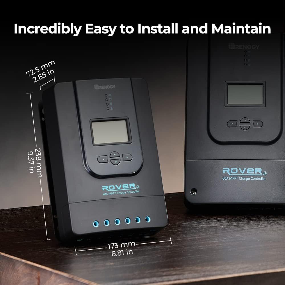 Solar and Wind Energy MPPT Controllers,Renewable Energy Controllers,Solar Charge Controller 40A 12V24V Auto DC Input MPPT Charge Controllers for Solar Panels Adjustable LCD for Gel Sealed Flooded Lithium Batteries
