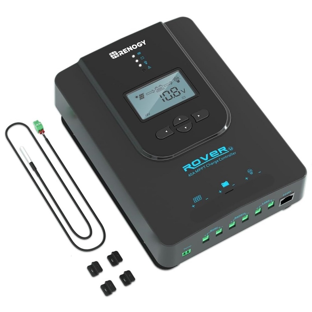 Solar and Wind Energy MPPT Controllers,Renewable Energy Controllers,Solar Charge Controller 40A 12V24V Auto DC Input MPPT Charge Controllers for Solar Panels Adjustable LCD for Gel Sealed Flooded Lithium Batteries
