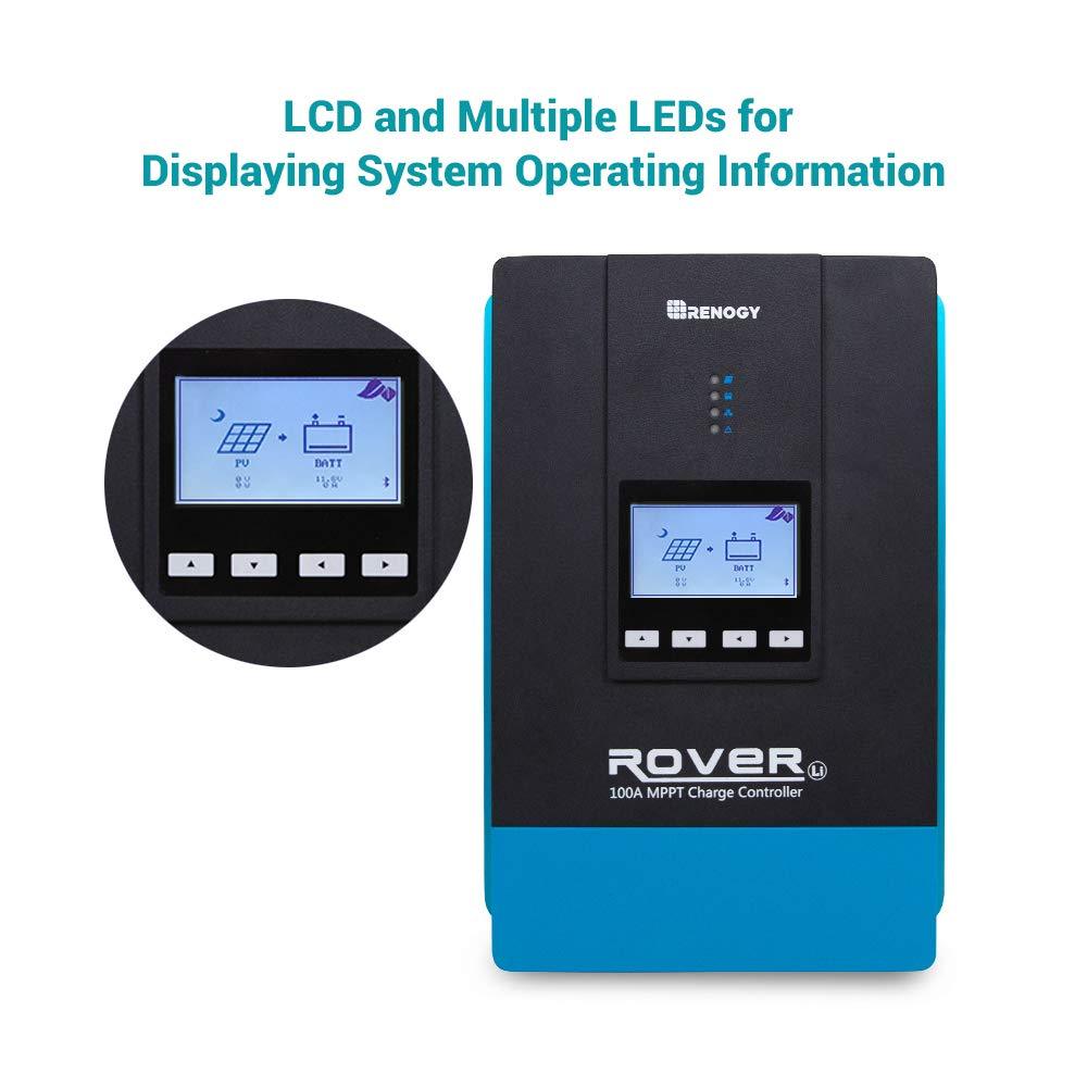 100A 12V/24V/36V/48V Solar and Wind Energy MPPT Controllers,Renewable Energy Controllers,Solar Charge Controller Auto DC Input MPPT Charge Controllers for Solar Panels Adjustable LCD for Gel Sealed Flooded Lithium Batteries