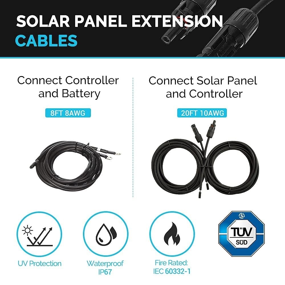 200 Watt 12 Volt Monocrystalline Solar Panel Starter Kit, Solar and Wind Energy PWM Controllers with 2 Pcs 100W Solar Panel and 30A PWM Charge Controller for RV, Boats, Trailer, Camper, Marine ,Off-Grid System
