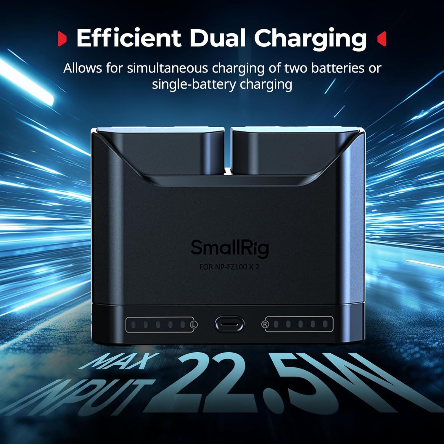 NP-FZ100 Camera Battery Set for Sony, 22.5W Dual Slot Camera Charger with 1940mAh Batteries, Full Compatible with Sony Alpha A7V A7III A7IV A6700 FX3 FX30 A9 A7C A7CII A7RIII ZV-E1 ZV-E10II ﻿
