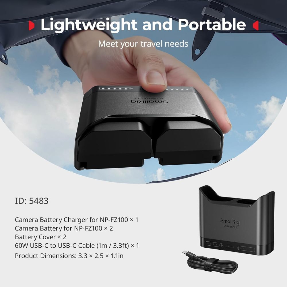 NP-FZ100 Camera Battery Set for Sony, 22.5W Dual Slot Camera Charger with 1940mAh Batteries, Full Compatible with Sony Alpha A7V A7III A7IV A6700 FX3 FX30 A9 A7C A7CII A7RIII ZV-E1 ZV-E10II ﻿