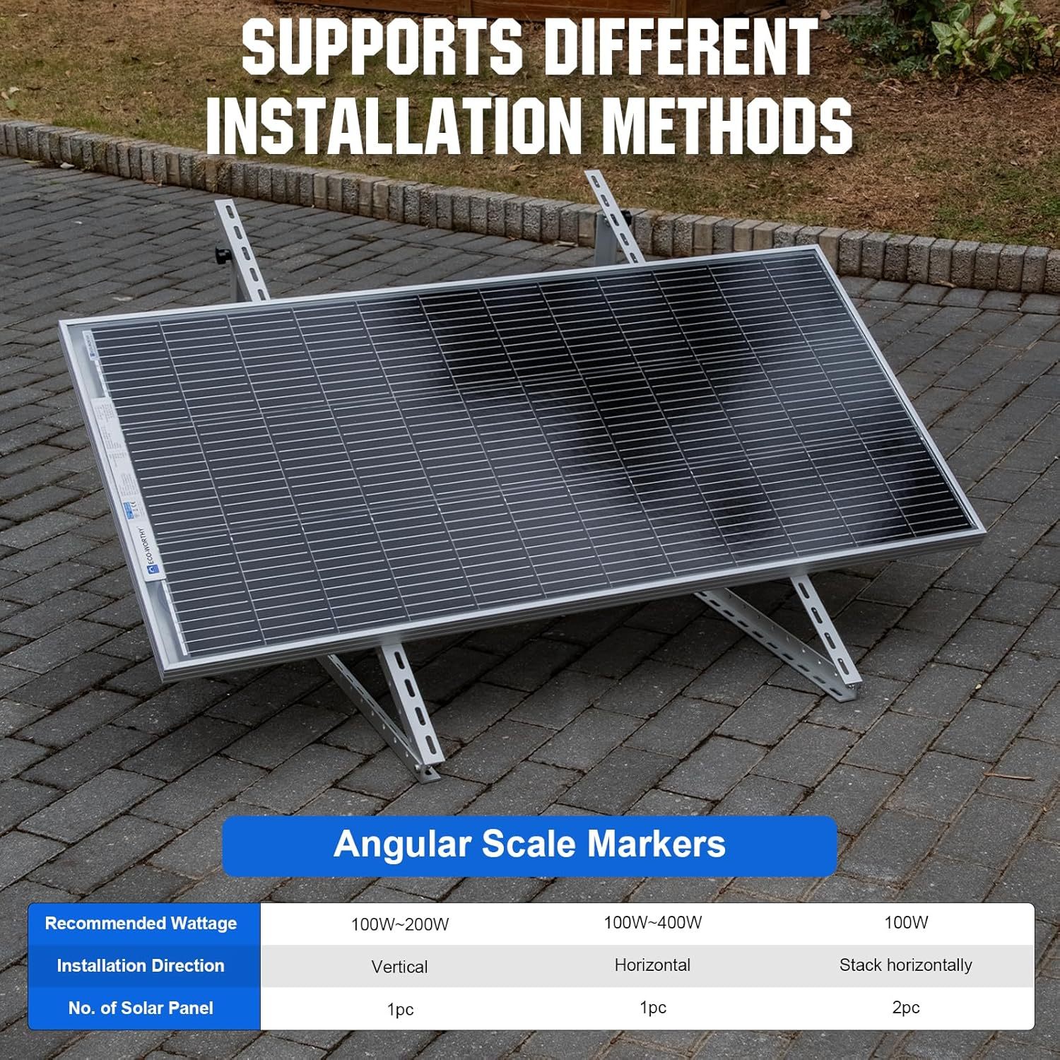 Solar Panel Bracket, Solar Panel Roof Mounts, 45in Solar Panel Mount Brackets,1140 mm Solar Panel Bracket, Balcony Power Station Bracket for 100W-400W Solar Panel, Adjustable 0-90° Bracket for Solar Panel