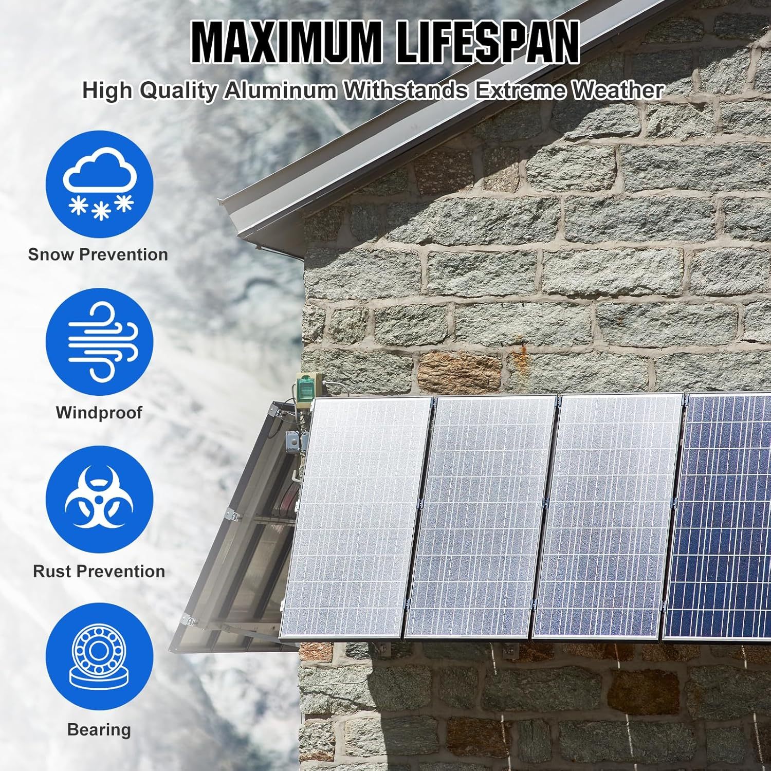 Solar Panel Bracket, Solar Panel Roof Mounts, 45in Solar Panel Mount Brackets,1140 mm Solar Panel Bracket, Balcony Power Station Bracket for 100W-400W Solar Panel, Adjustable 0-90° Bracket for Solar Panel