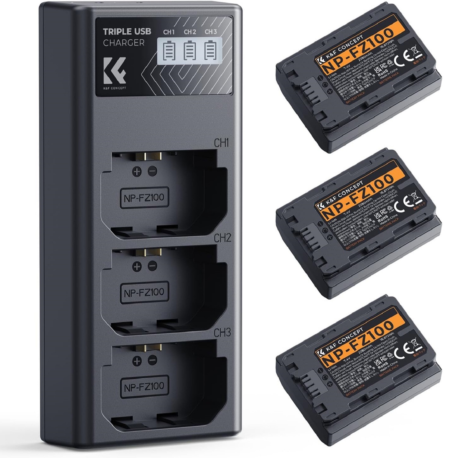 NP-FZ100 Replacement Battery and Charger Kit for Sony Alpha 9 ZV-E1