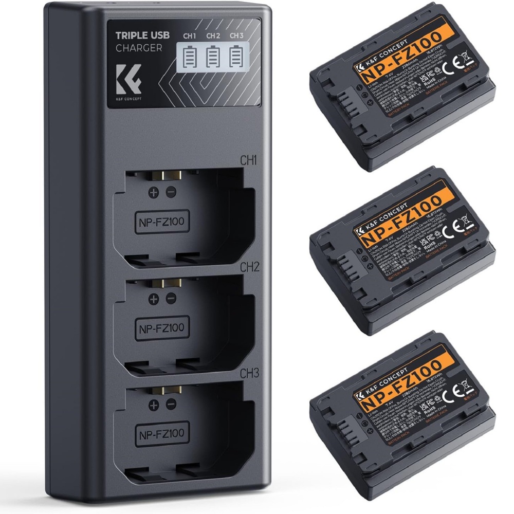 NP-FZ100 Replacement Battery and Charger Kit for Sony Alpha 9 ZV-E1