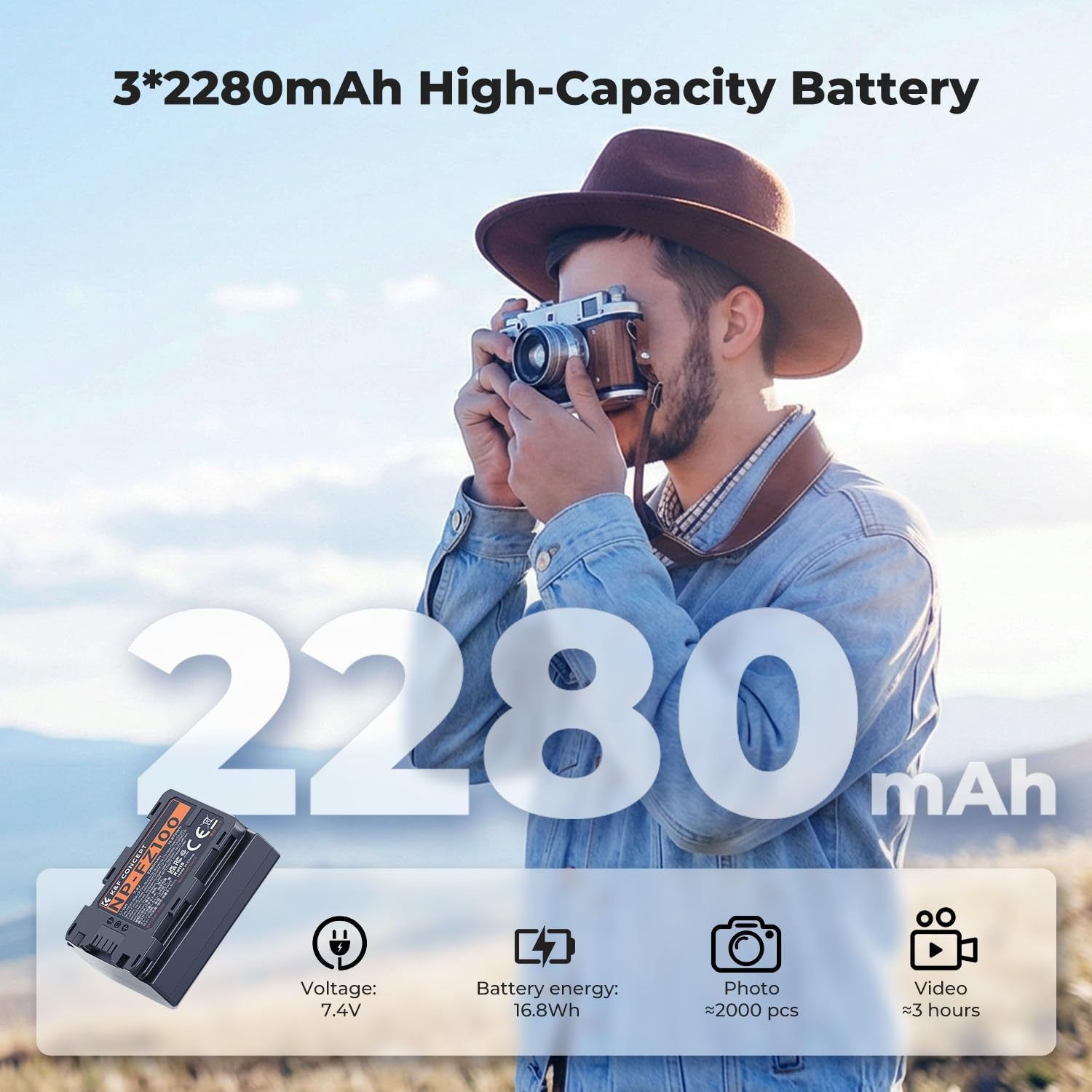 NP-FZ100 Replacement Battery and Charger Kit for Sony Alpha 9 ZV-E1