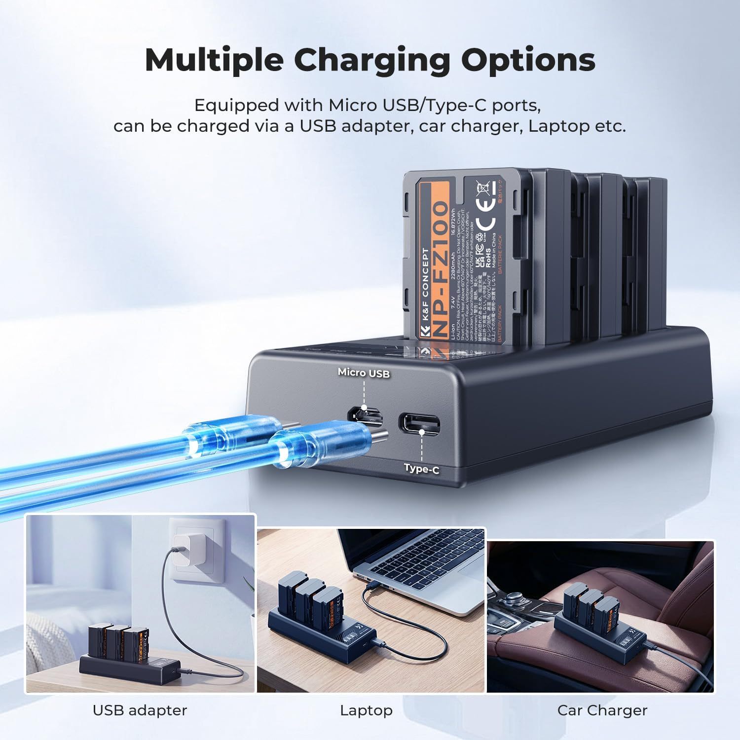 NP-FZ100 Replacement Battery and Charger Kit for Sony Alpha 9 ZV-E1