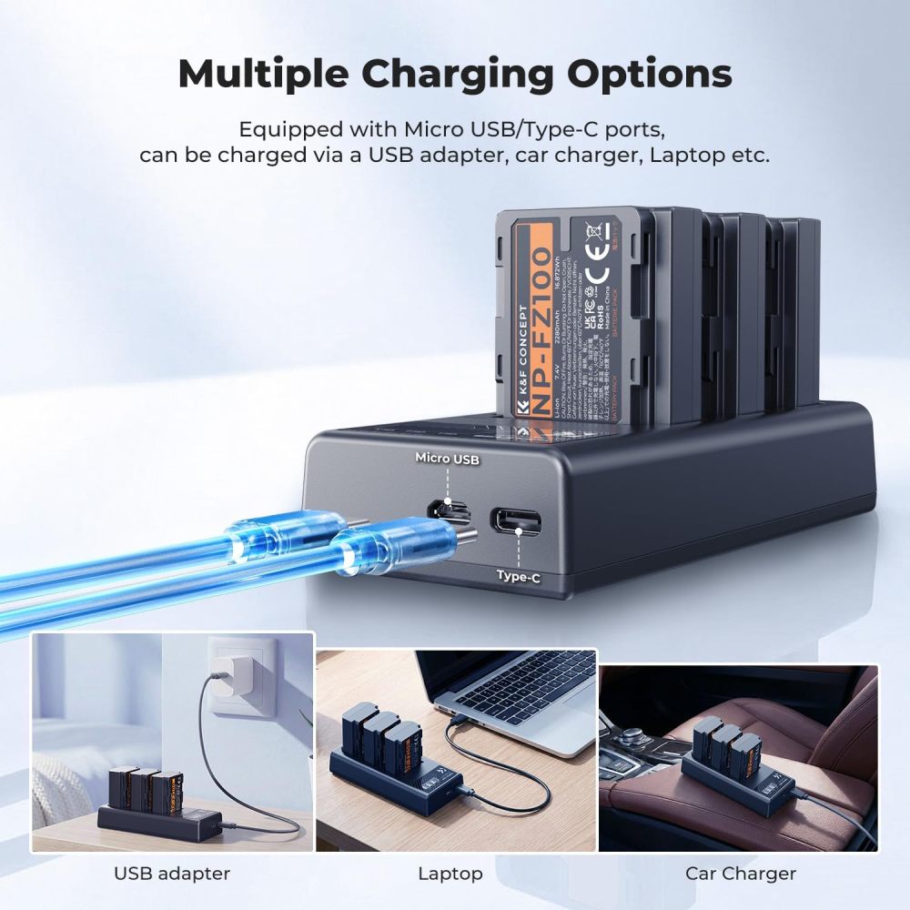 NP-FZ100 Replacement Battery and Charger Kit for Sony Alpha 9 ZV-E1