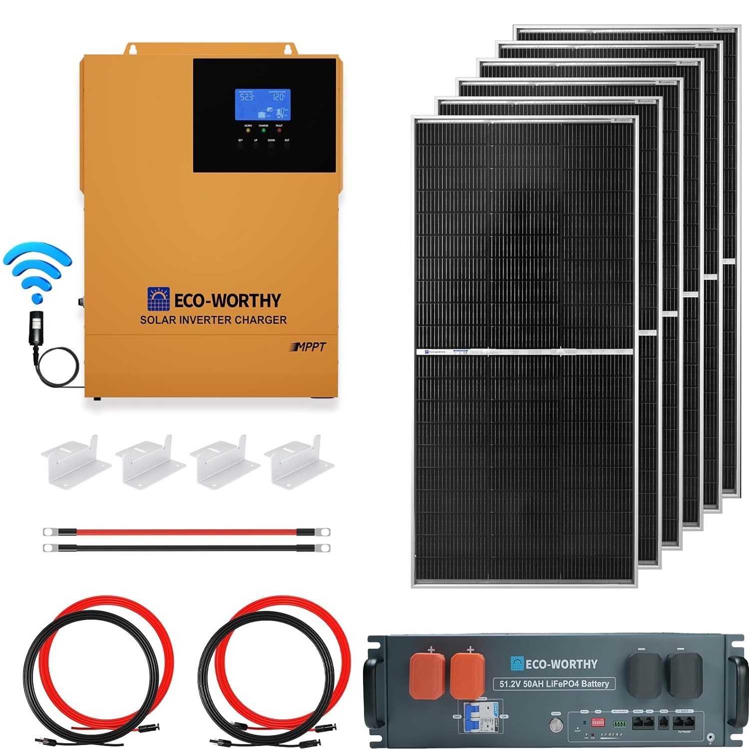 4.68KWH Solar Power Complete Kit 1200W 48V 50Ah LiFePO4 Off‑grid Backup