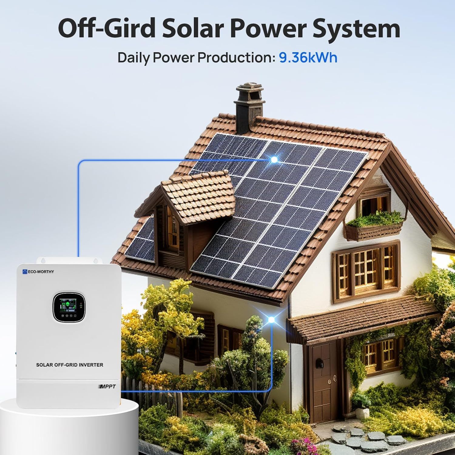 10KW 120V/240V Off Grid Solar System 9.36KWh Home Complete Kit