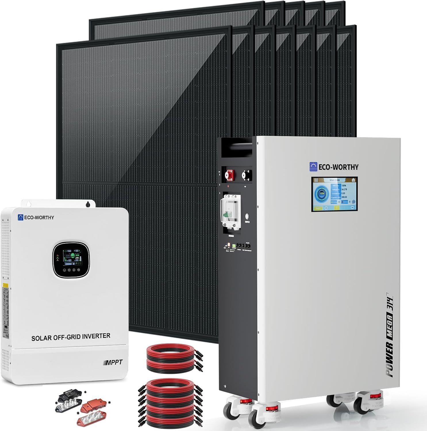 10KW 120V/240V Off-Grid Solar System 16.1kWh Home Complete Kit