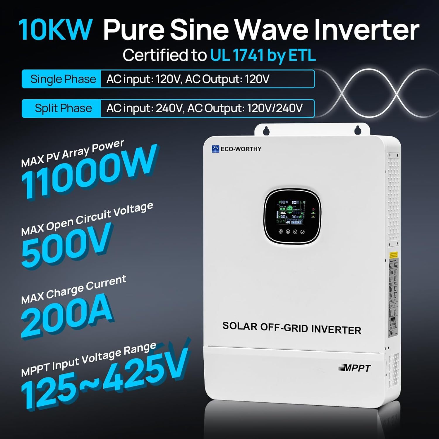 10KW 120V/240V Off-Grid Solar System 16.1kWh Home Complete Kit