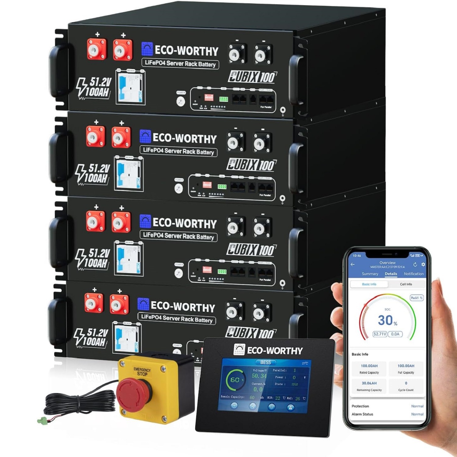 48V 100Ah LiFePO4 Lithium Battery for Solar Energy Storage, Home Backup Power
