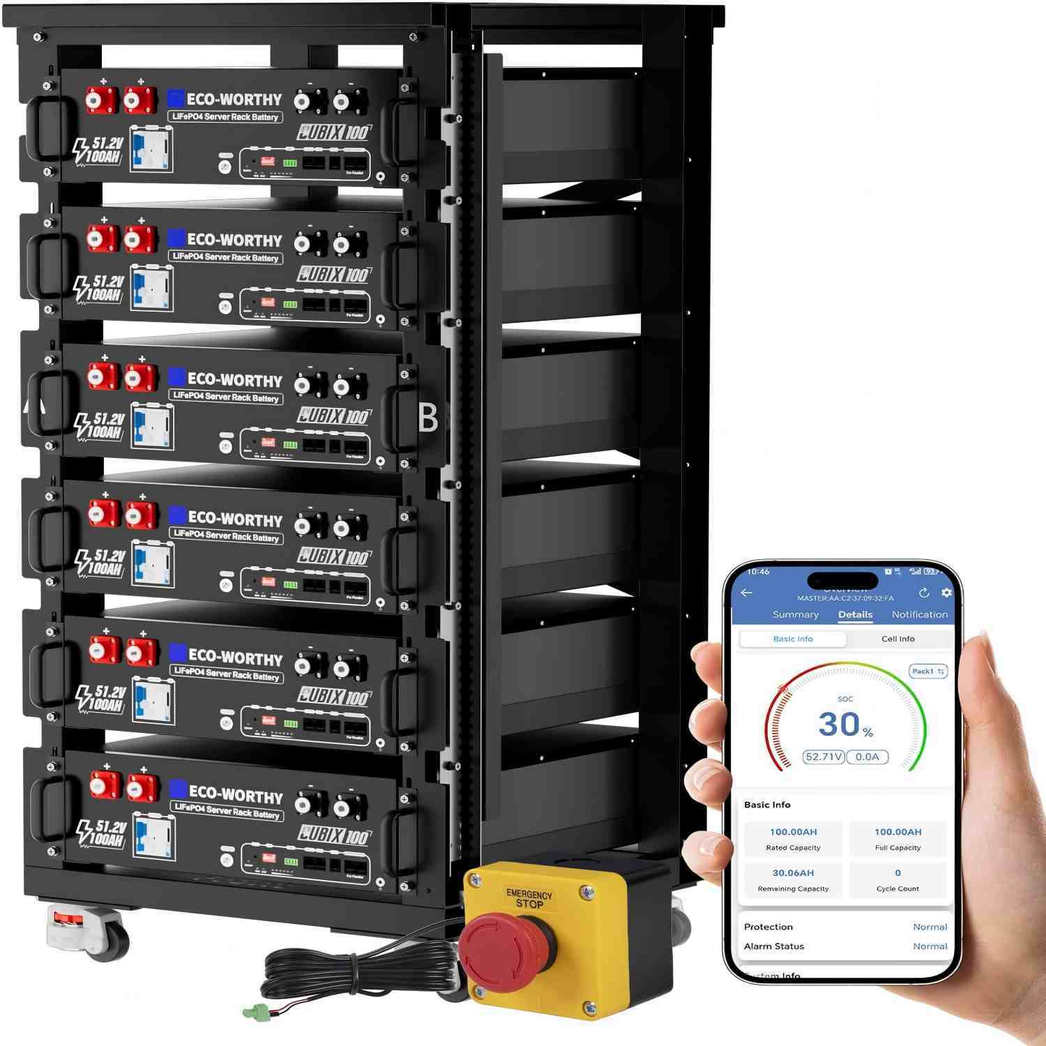 48V 100Ah LiFePO4 Lithium Battery for Solar Energy Storage, Home Backup Power