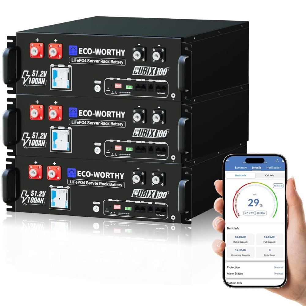 48V 100Ah LiFePO4 Lithium Battery for Solar Energy Storage, Home Backup Power