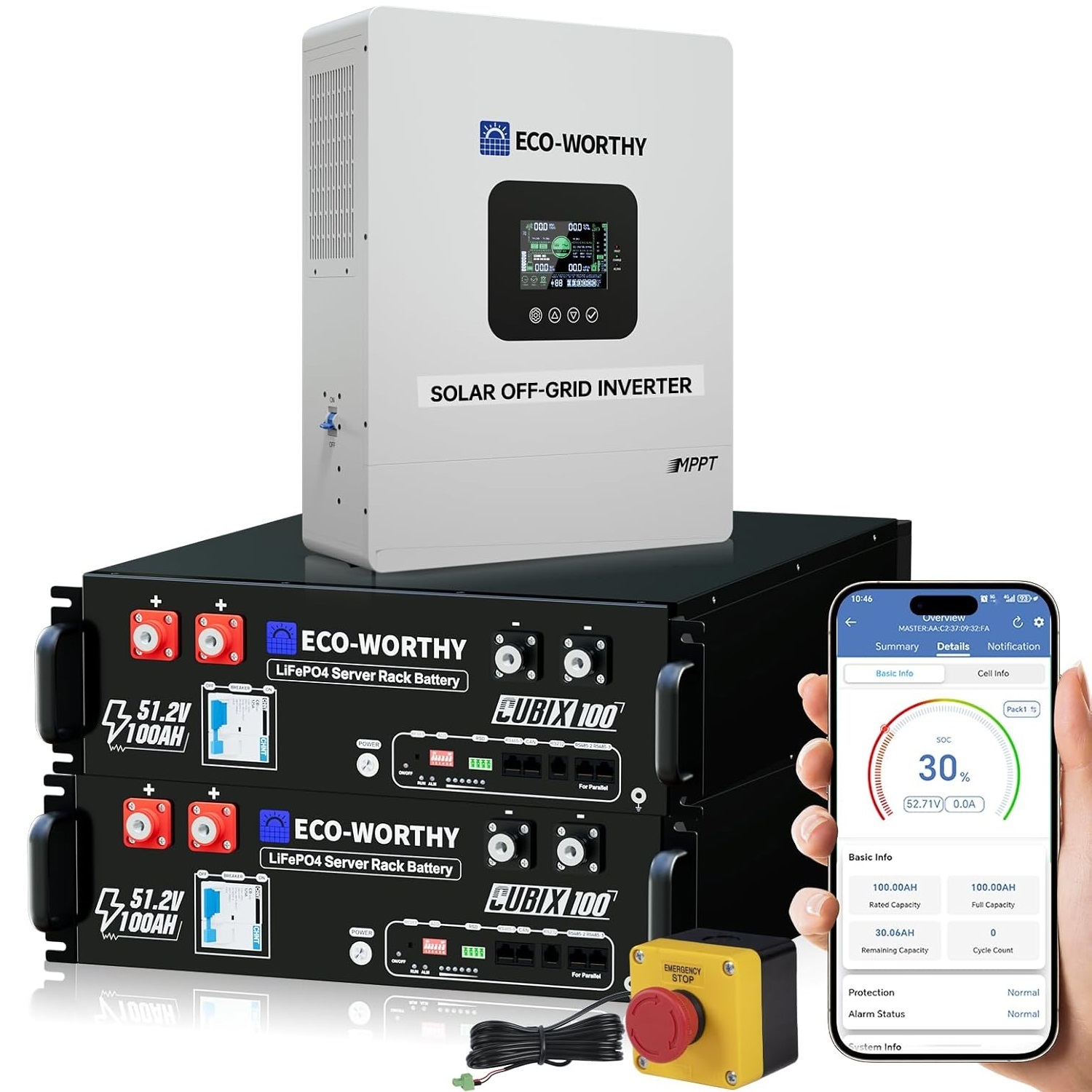 48V 100Ah LiFePO4 Lithium Battery for Solar Energy Storage, Home Backup Power