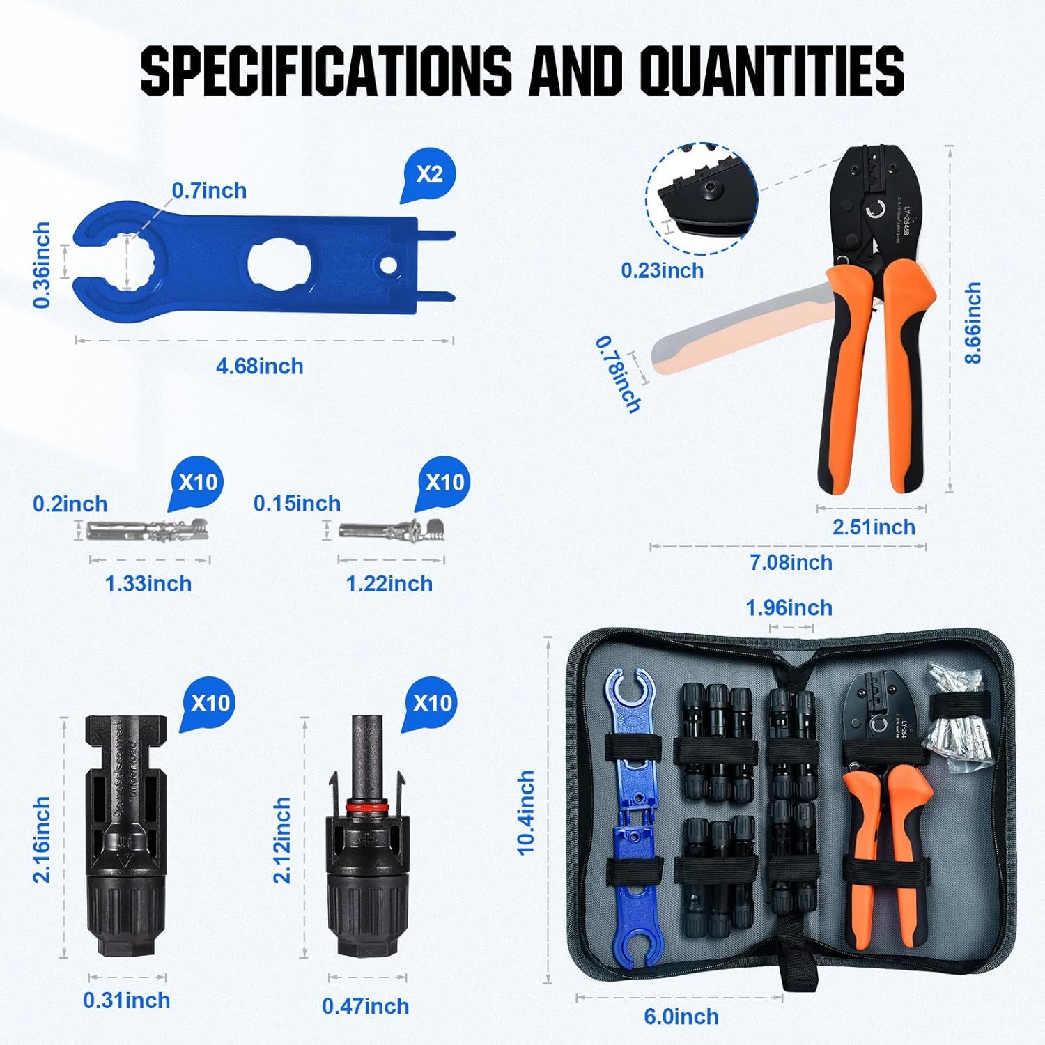 Solar Crimper Tool Kit 13 PCS for Solar Panel Installation