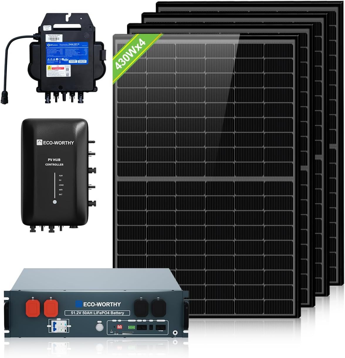 4.68KWH 110V/120V Solar Power Complete Kit 48V 50Ah LiFePO4 Off‑grid Backup