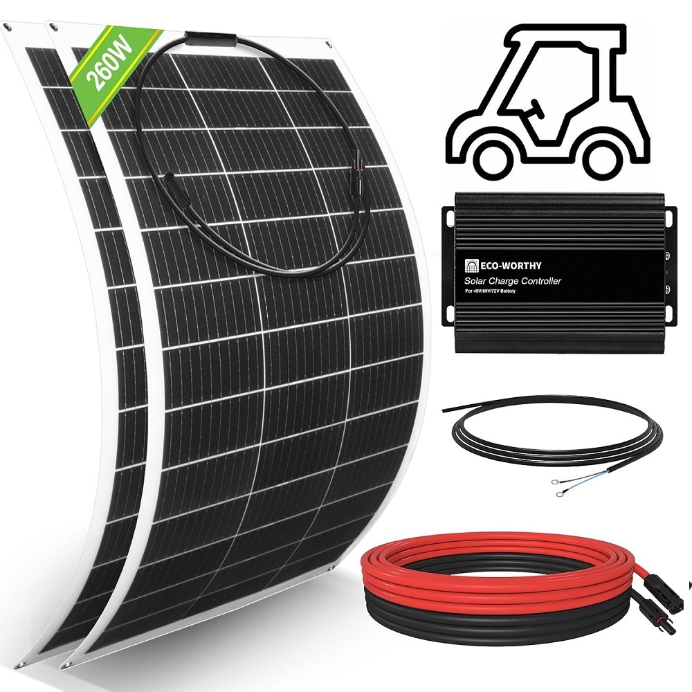 130W Flexible Solar Panel Kit for Golf Cart 48V 60V 72V