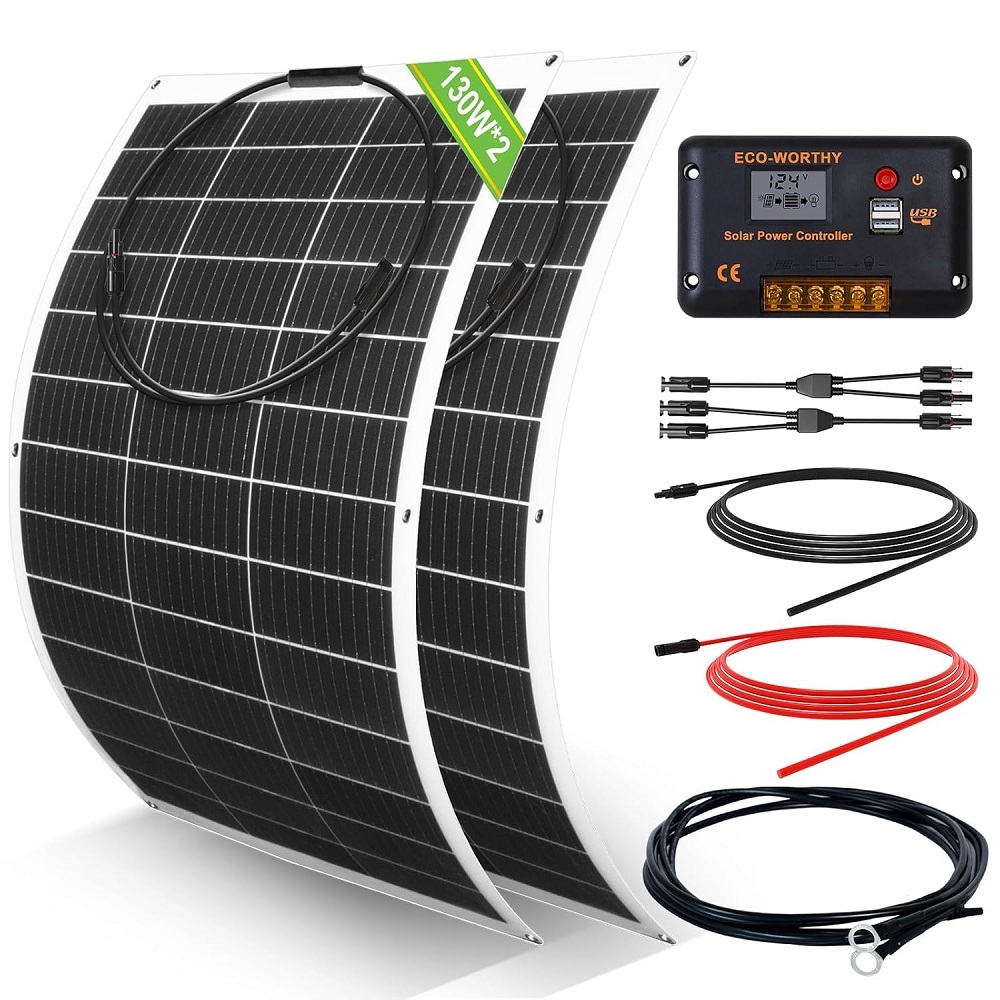 130W 12V Flexible Solar Panel Kit for Golf Cart 48V 60V 72V
