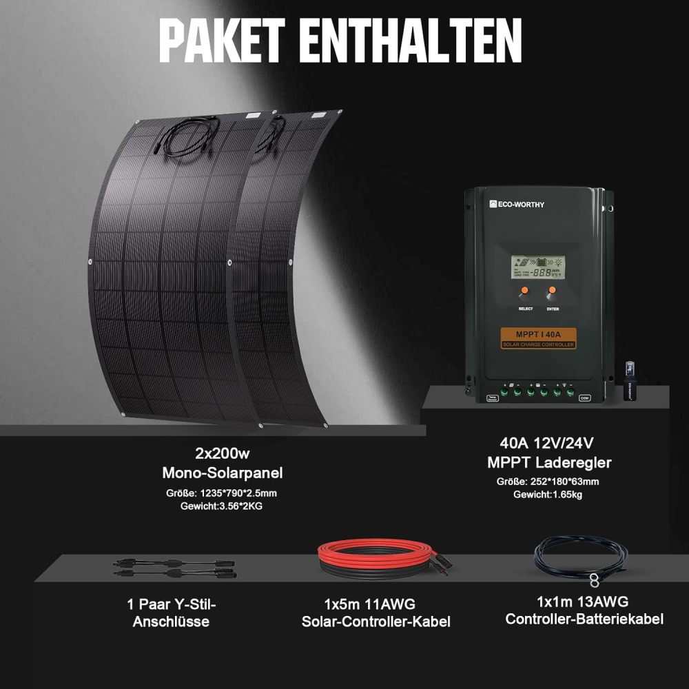 400W 18V Flexible Solar Panel Kit for Off-grid Solar System