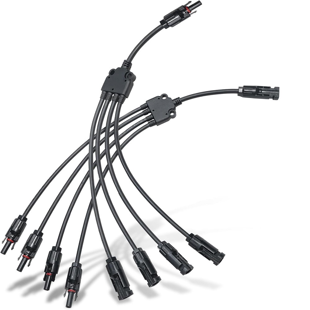 Solar Connectors Y Branch and 10FT 10AWG Solar Extension Cable for Panels