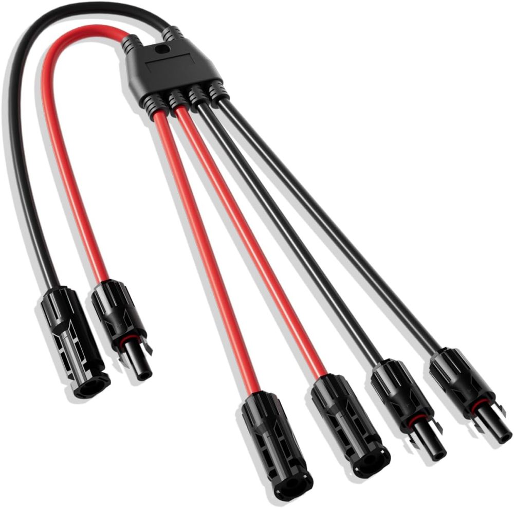 Solar Connectors Y Branch and 10FT 10AWG Solar Extension Cable for Panels