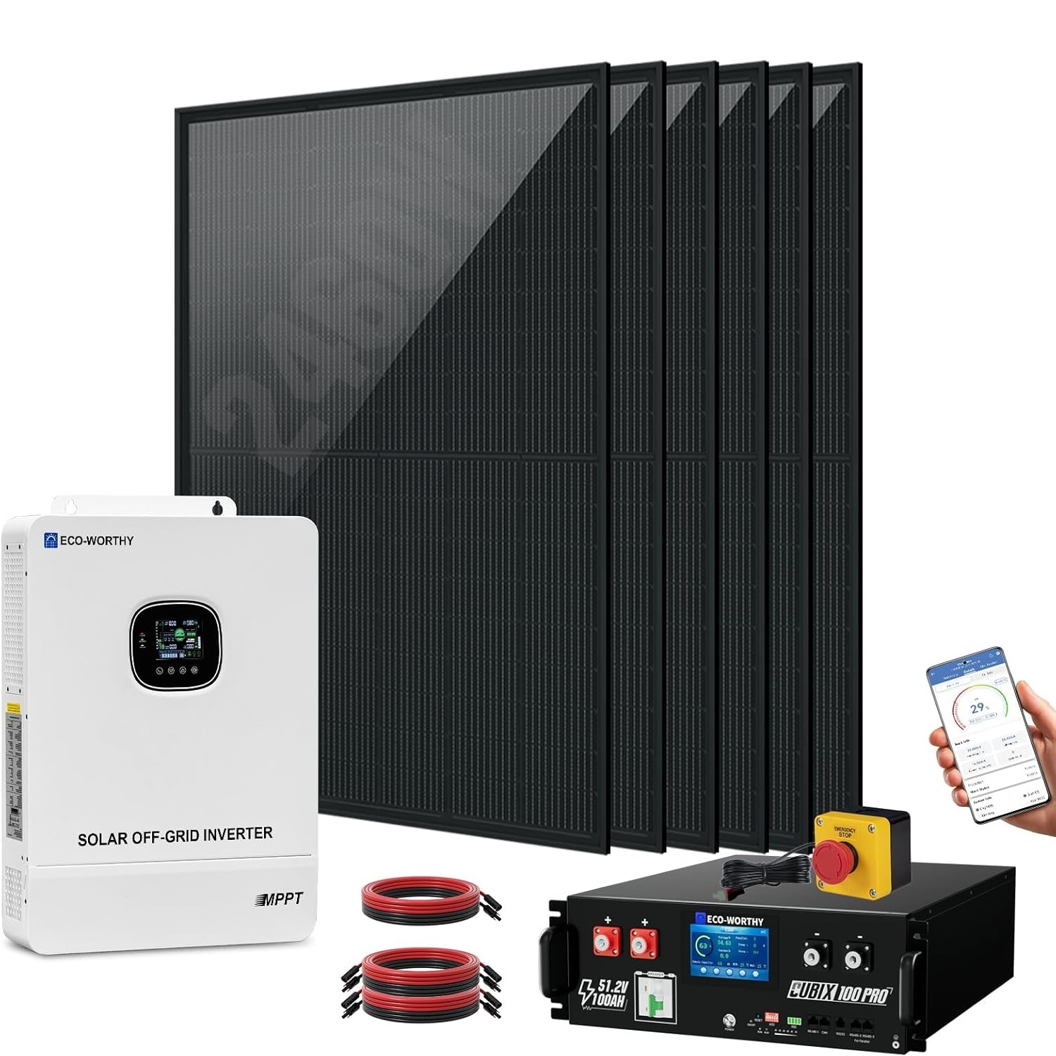10KW 120V/240V Off-Grid Solar System 16.1kWh Home Complete Kit