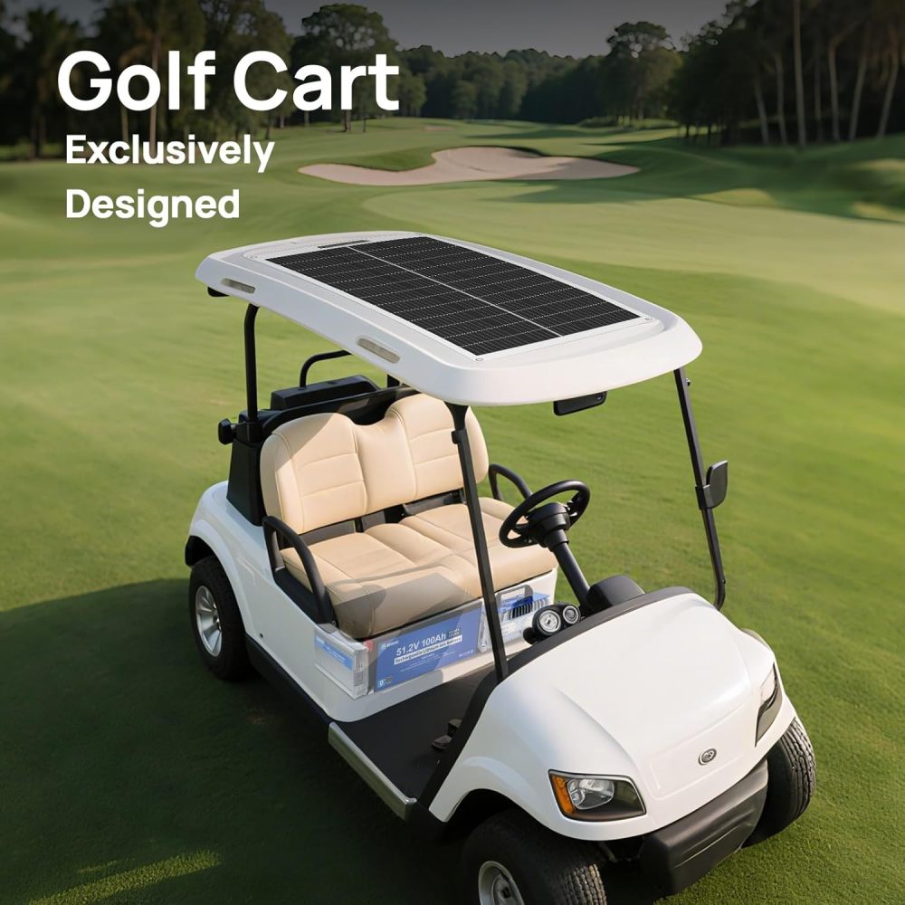 48V 100Ah LiFePO4 Golf Cart Battery Kit with 18A Charger 130W Flexible Solar Panel 300W MPPT Controller