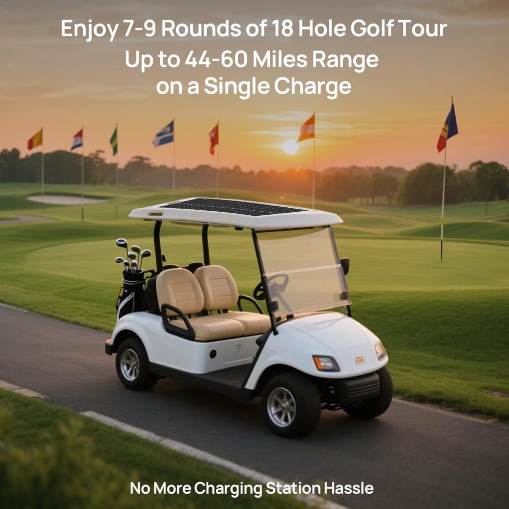 48V 100Ah LiFePO4 Golf Cart Battery Kit with 18A Charger 130W Flexible Solar Panel 300W MPPT Controller