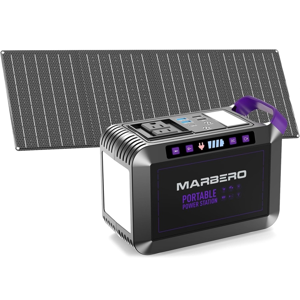 148W Portable Power Station Solar Outdoor Generators Backup Power with 40W Panel