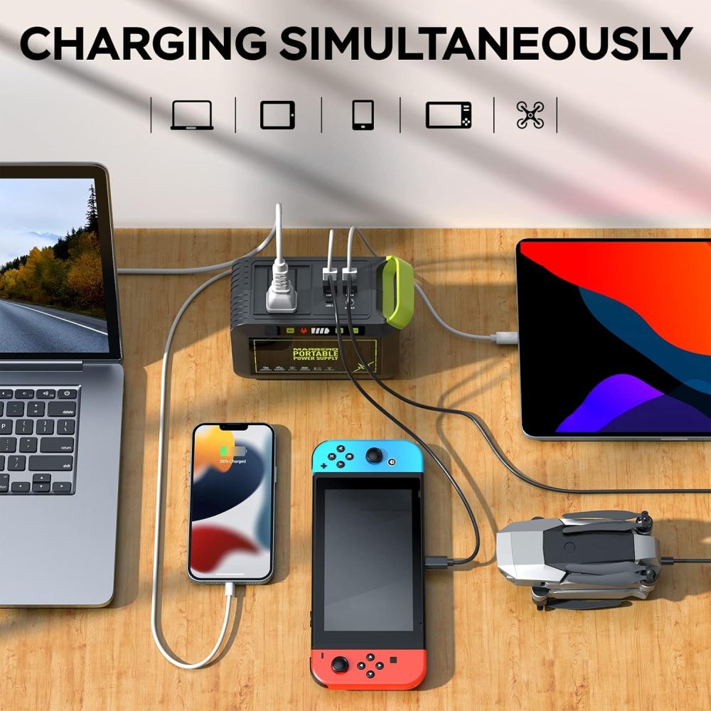 88W Portable Power Station Solar Outdoor Generators Backup Power