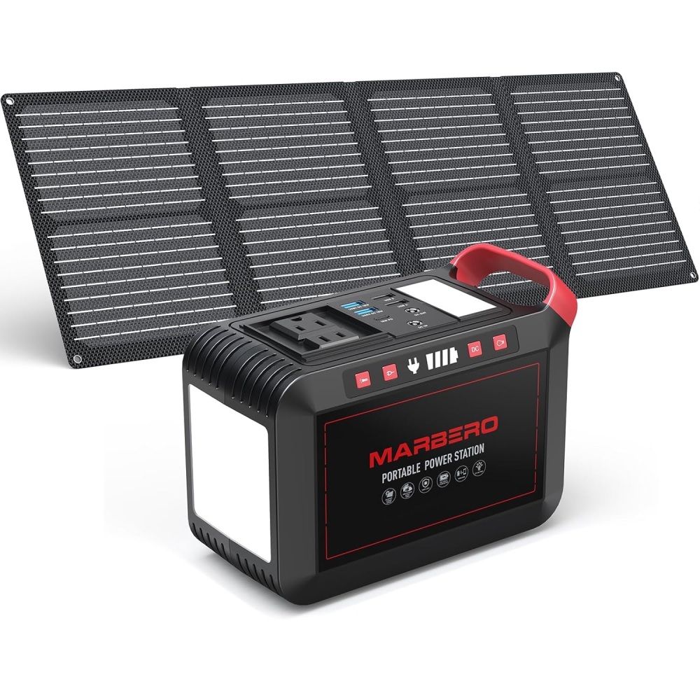 148W Portable Power Station Solar Outdoor Generators Backup Power with 40W Panel