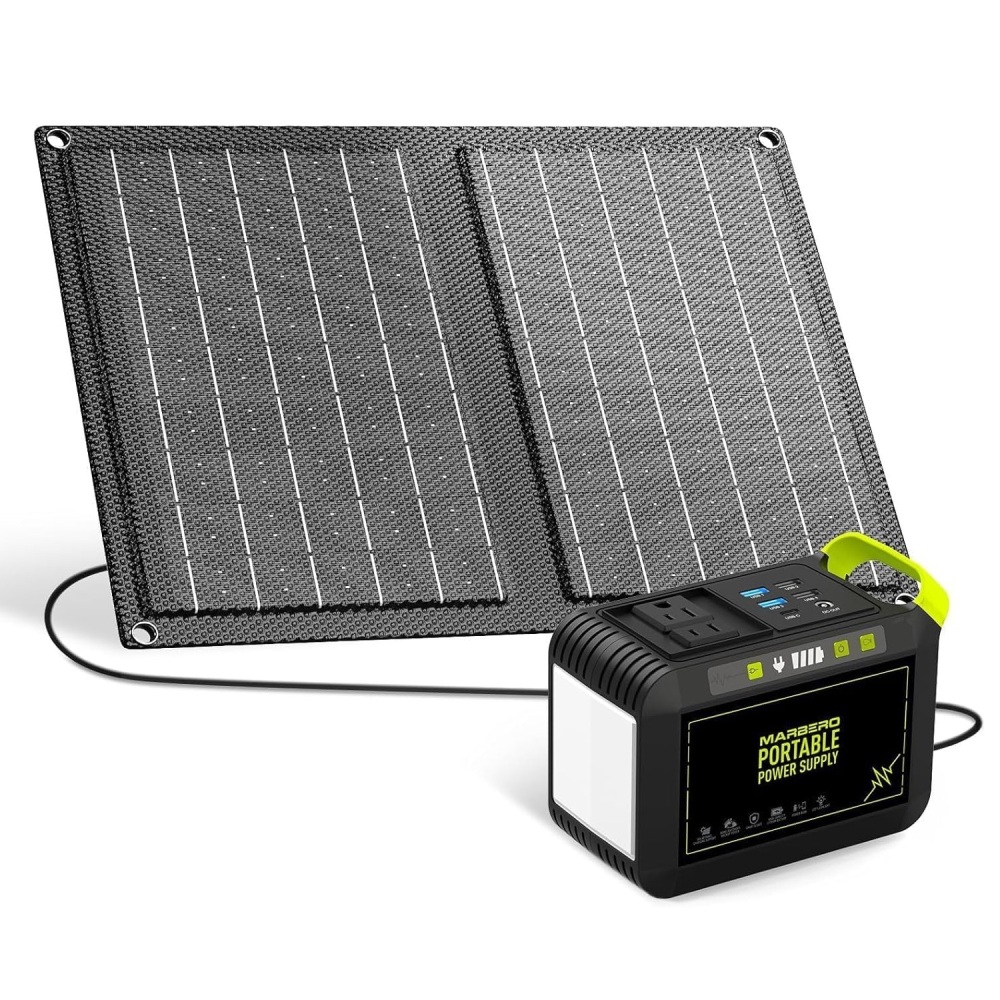148W Portable Power Station Solar Outdoor Generators Backup Power with 40W Panel