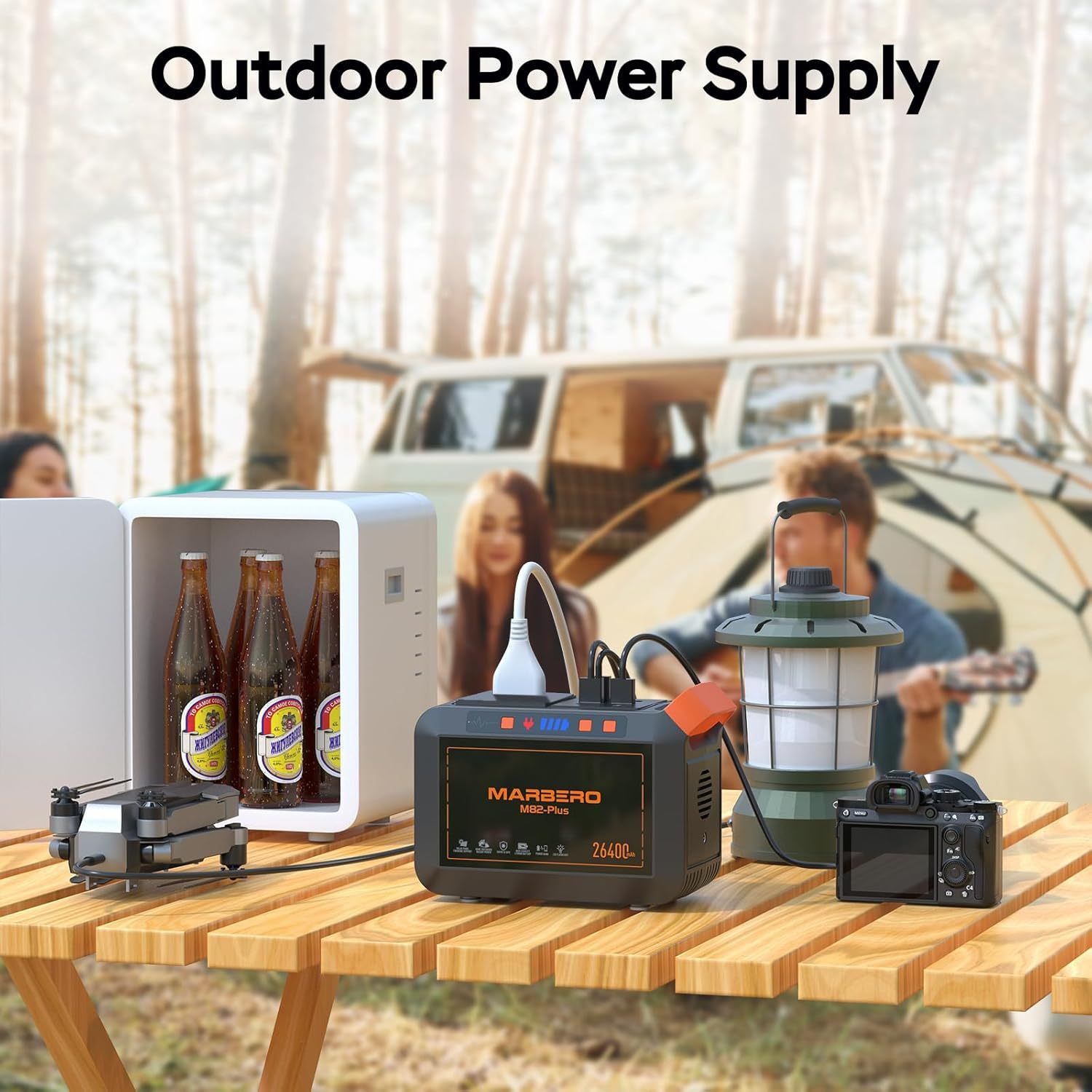 98W 24000mAh AC Plug Portable Power Station Solar Outdoor Generators Backup Power