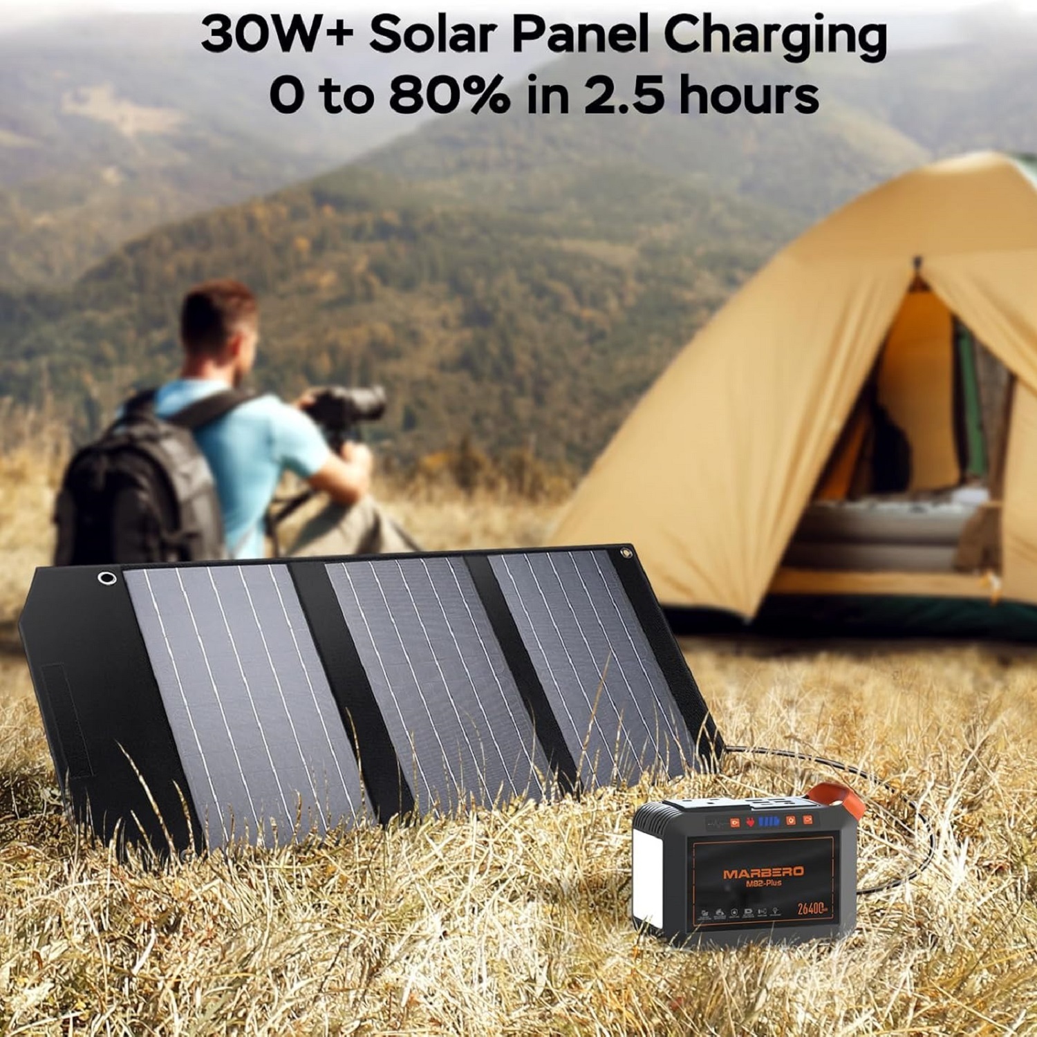 98W 24000mAh AC Plug Portable Power Station Solar Outdoor Generators Backup Power