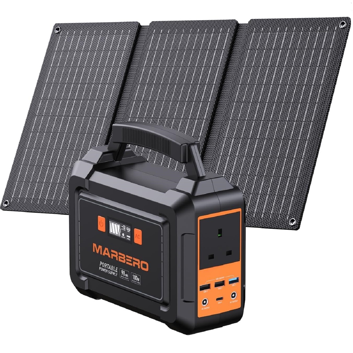 98W 24000mAh AC Plug Portable Power Station Solar Outdoor Generators Backup Power