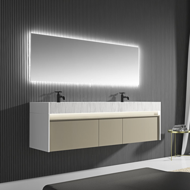 Supplier Double Counter Top Sinks Floating Bathroom Vanity Cabinet WBL-0615
