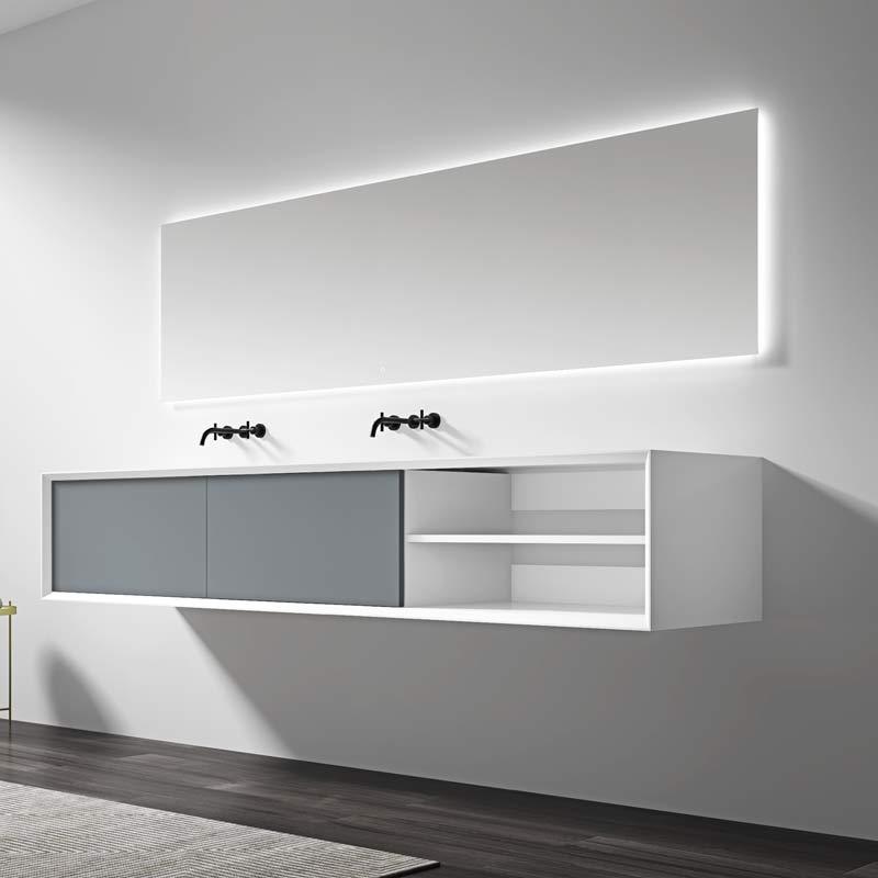 Quality Wholesale Unique Design Double Under Counter Sinks Floating Bathroom Vanity Cabinet TW-2518