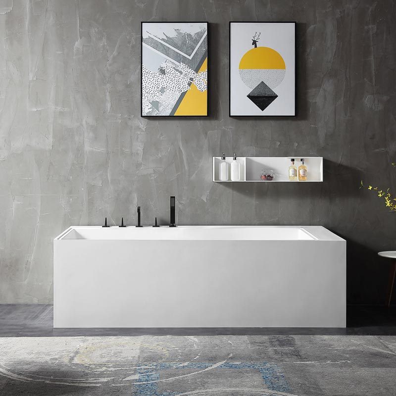 Factory Supply Quality Assurance Rectangle Back To Wall Freestanding Stone Resin Bathtub XA-8855