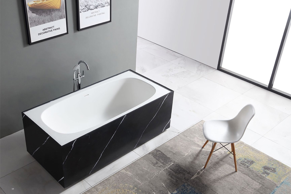 Rectangle Textured Stone Freestanding Artificial Stone Bathtub SW-6601